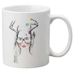 Mug tasse céramique imprimé illustration femme cerf
