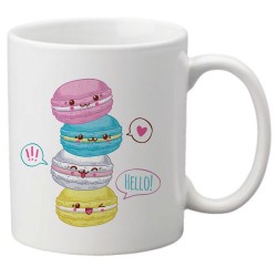 Mug tasse céramique imprimé illustration Macarons kawaii