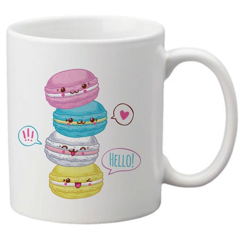 Mug tasse céramique imprimé illustration Macarons kawaii
