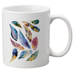 Mug tasse céramique imprimé illustration Plumes