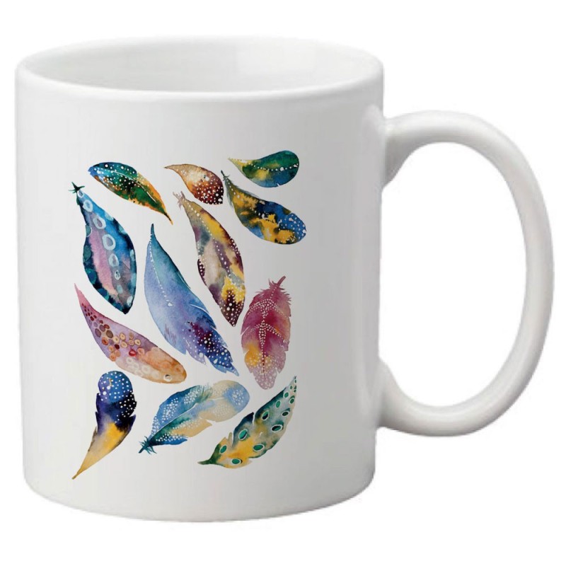 Mug tasse céramique imprimé illustration Plumes