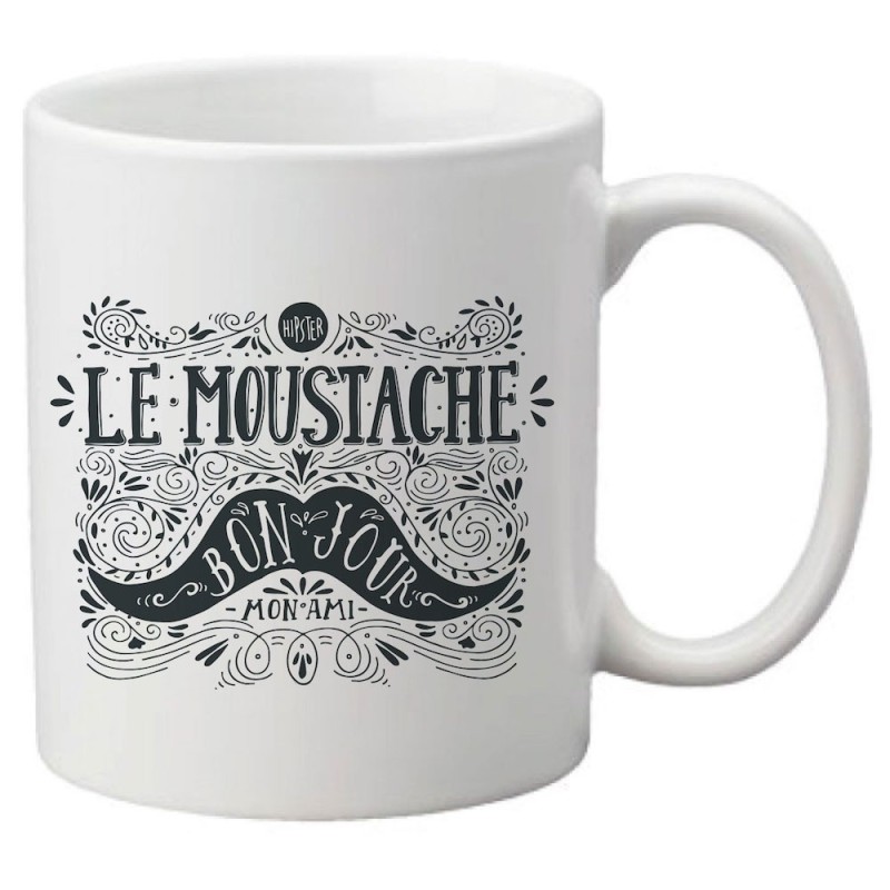 Mug tasse céramique imprimé illustration Moustache