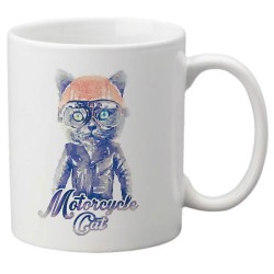 Mug tasse céramique imprimé illustration citation illustration Chat motard