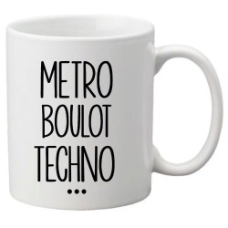 Mug tasse céramique imprimé illustration citation Metro boulot Techno