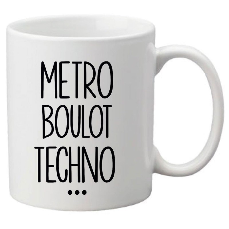 Mug tasse céramique imprimé illustration citation Metro boulot Techno
