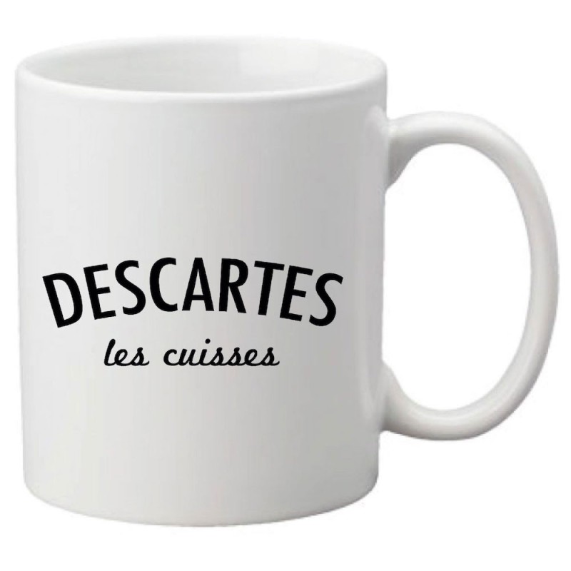 Mug tasse céramique imprimé illustration citation Descartes les cuisses