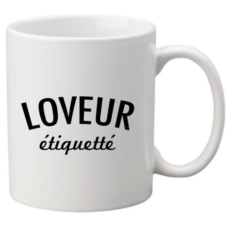 Mug tasse céramique imprimé illustration citation Loveur étiquetté