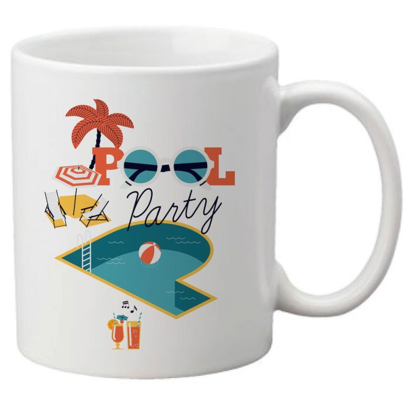 Mug tasse céramique imprimé illustration citation illustration Pool party