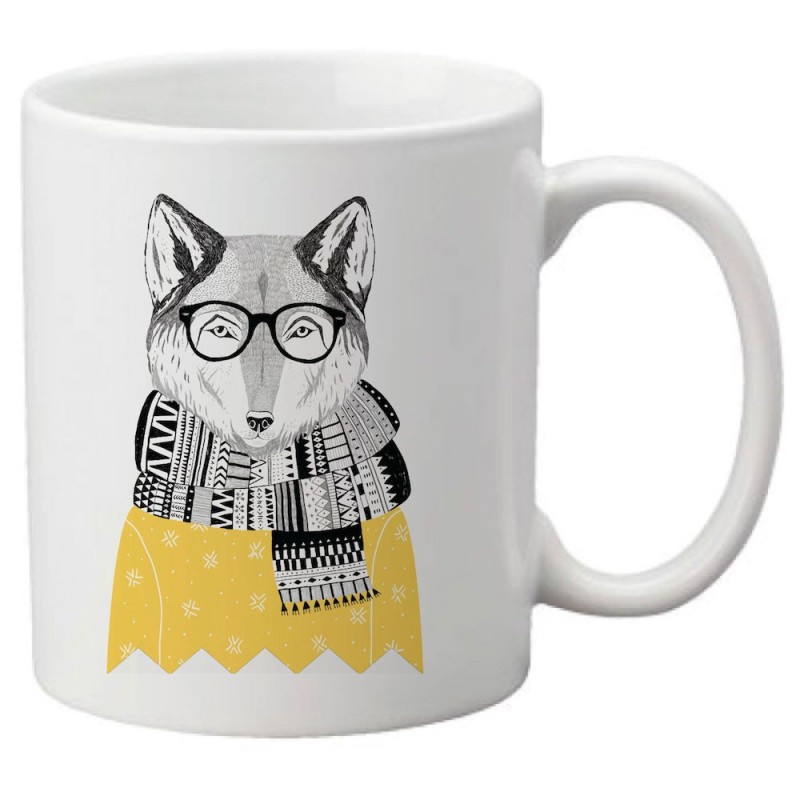 Mug tasse céramique imprimé illustration citation Renard lunette