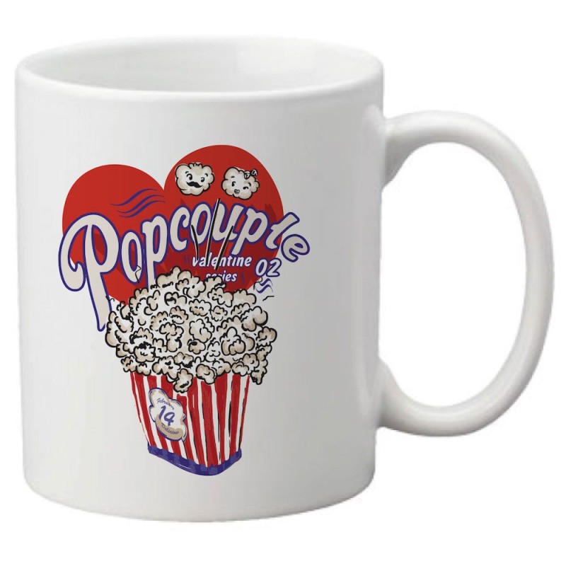 Mug tasse céramique imprimé illustration citation Pop corne couple