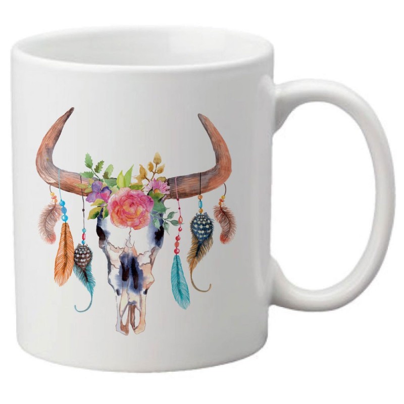 Mug tasse céramique imprimé illustration citation crane buffle