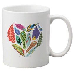 Mug tasse céramique imprimé illustration citation Coeur plumes