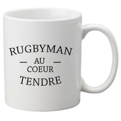 Mug tasse céramique imprimé illustration citation Rugbyman au coeur tendre