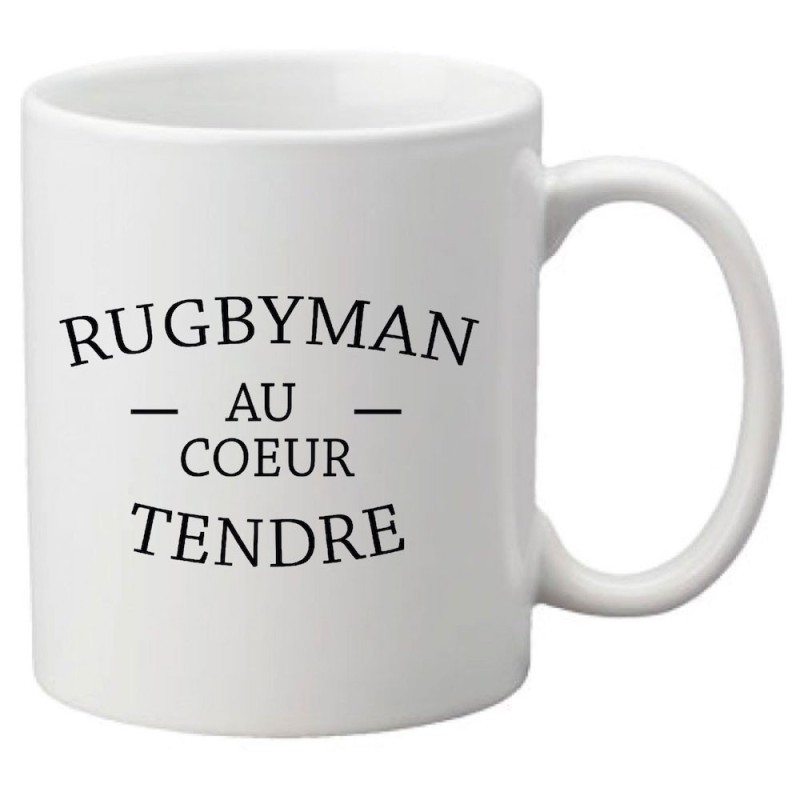 Mug tasse céramique imprimé illustration citation Rugbyman au coeur tendre