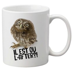 Mug tasse céramique imprimé illustration citation Il est ou l'alter ? hibou
