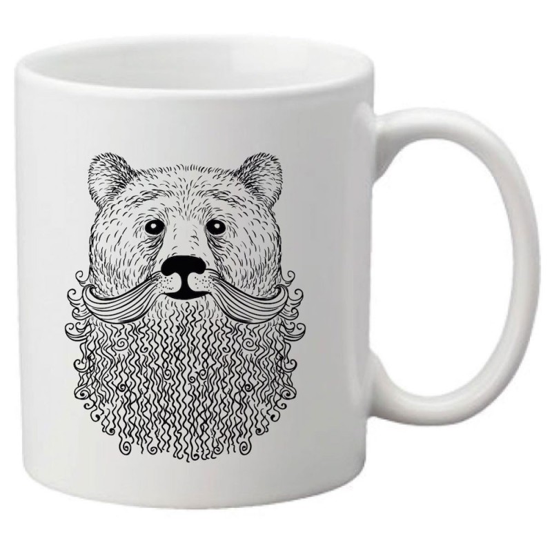 Mug tasse céramique imprimé illustration citation illustration ours barbe
