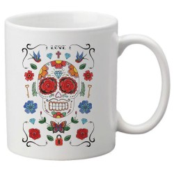 Mug tasse céramique imprimé illustration citation illustration tête de mort