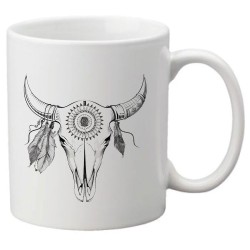 Mug tasse céramique imprimé illustration citation illustration crâne buffle