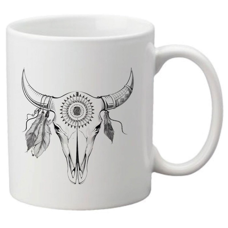 Mug tasse céramique imprimé illustration citation illustration crâne buffle