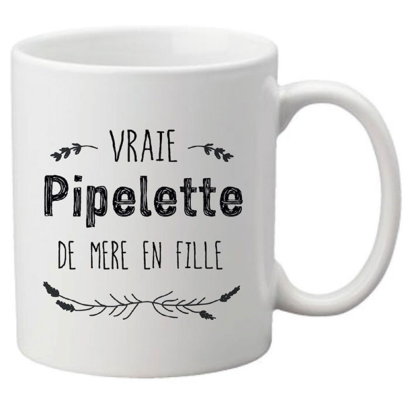 Mug tasse céramique imprimé illustration citation illustration Vraie pipelette de mère en fille