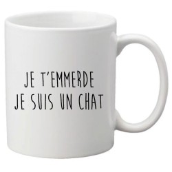 Mug tasse céramique imprimé illustration citation illustration Je t'emmerde je suis un chat