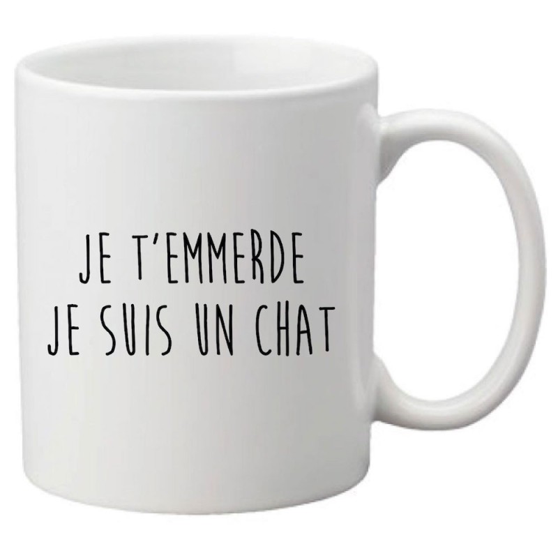 Mug tasse céramique imprimé illustration citation illustration Je t'emmerde je suis un chat