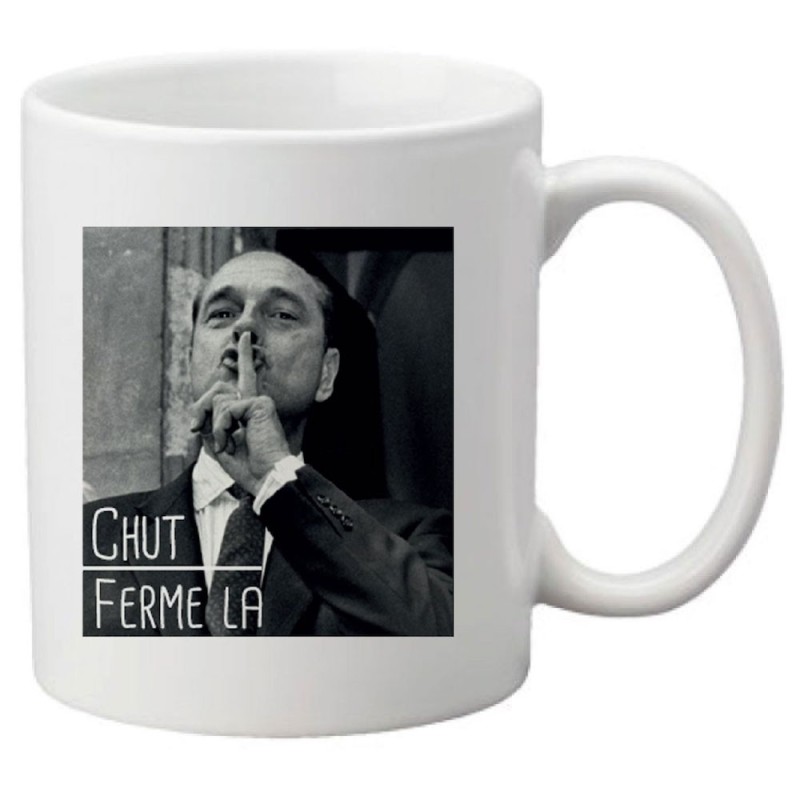 Mug tasse céramique imprimé illustration citation illustration chirac chut