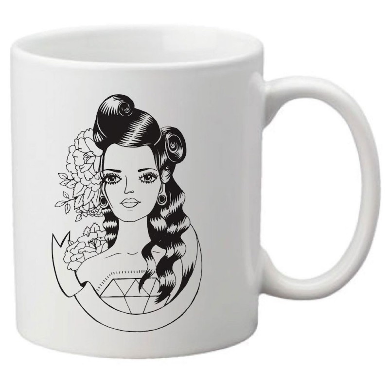 Mug tasse céramique imprimé illustration citation illustration femme vintage