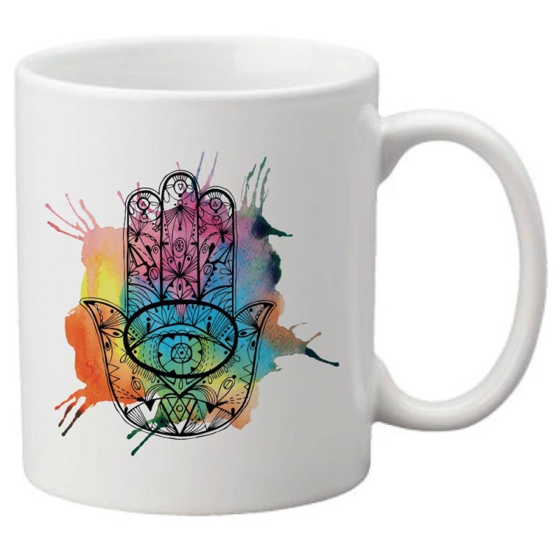 Mug tasse céramique imprimé illustration citation illustration main fatma