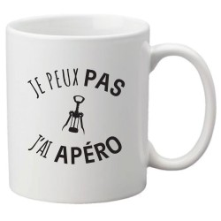 Mug tasse céramique imprimé illustration citation illustration Je peux pas j'ai apéro
