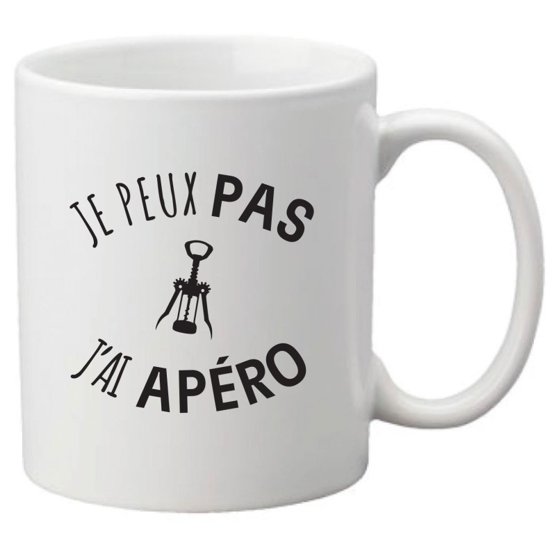 Mug tasse céramique imprimé illustration citation illustration Je peux pas j'ai apéro