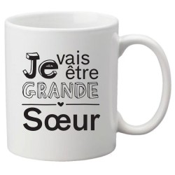 Mug tasse céramique imprimé illustration citation illustration Je vais être grande soeur