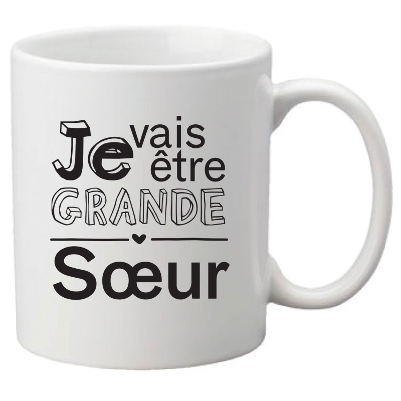 Mug tasse céramique imprimé illustration citation illustration Je vais être grande soeur