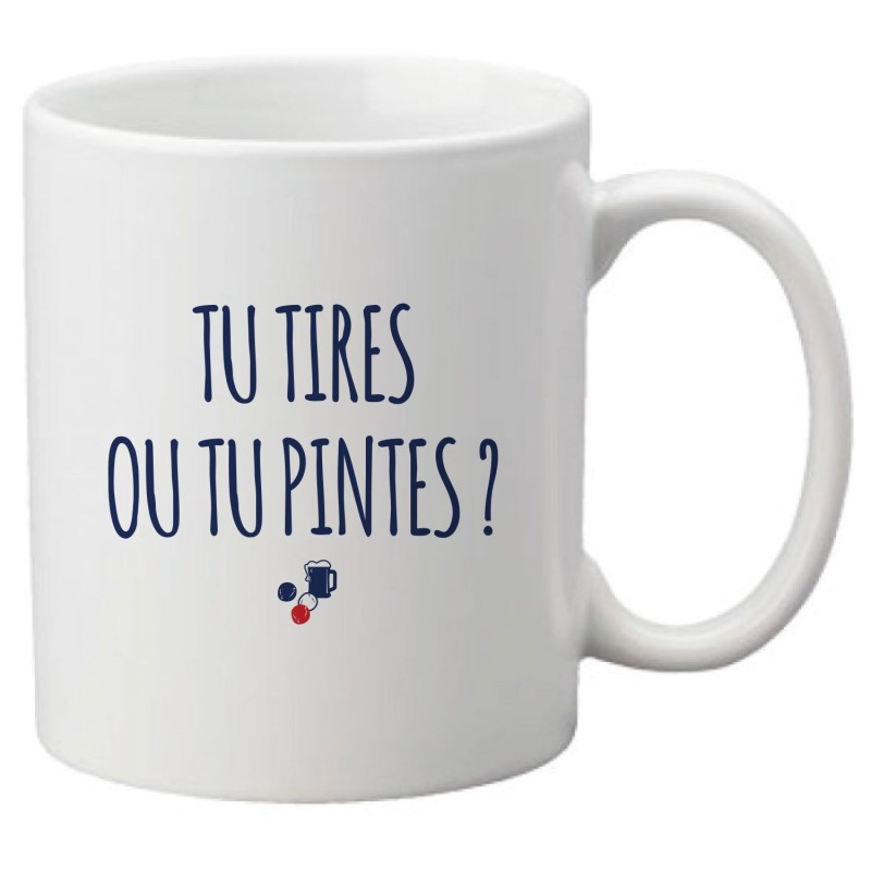 Mug tasse céramique imprimé illustration citation illustration Tu tires ou tu pintes?