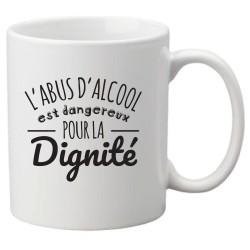Mug tasse céramique imprimé illustration citation illustration L'abus d'alcool est dangereux pour la dignité