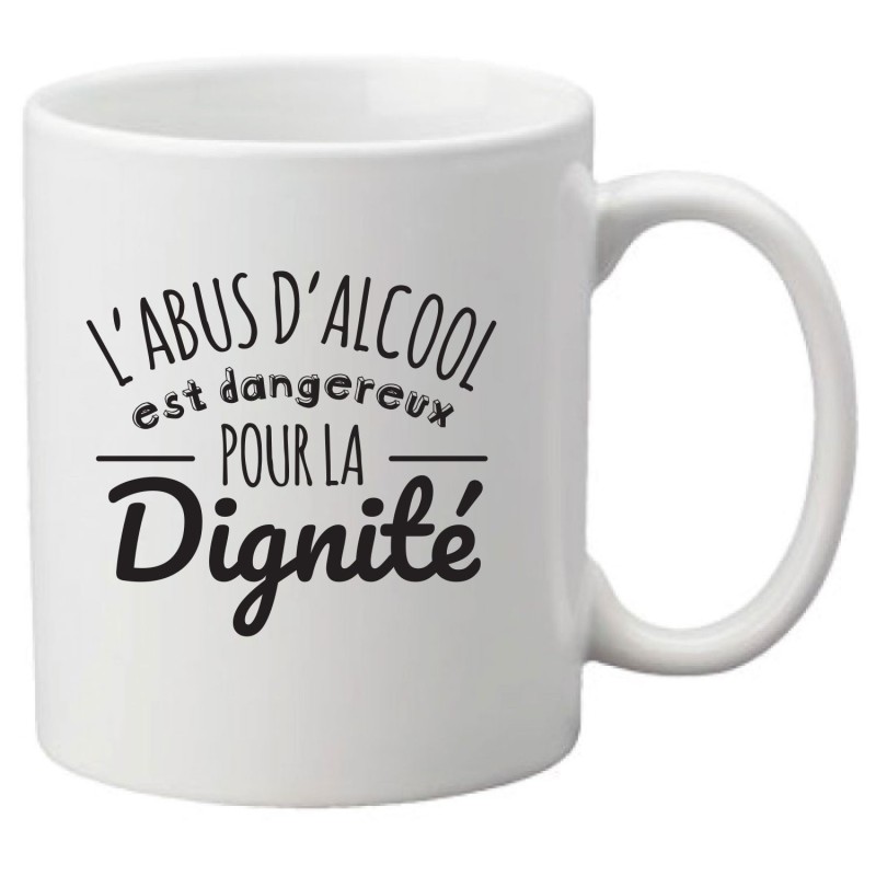 Mug tasse céramique imprimé illustration citation illustration L'abus d'alcool est dangereux pour la dignité