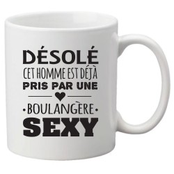 Mug tasse céramique imprimé illustration citation illustration Désolé cet homme est déjà pris par une Boulangère sexy