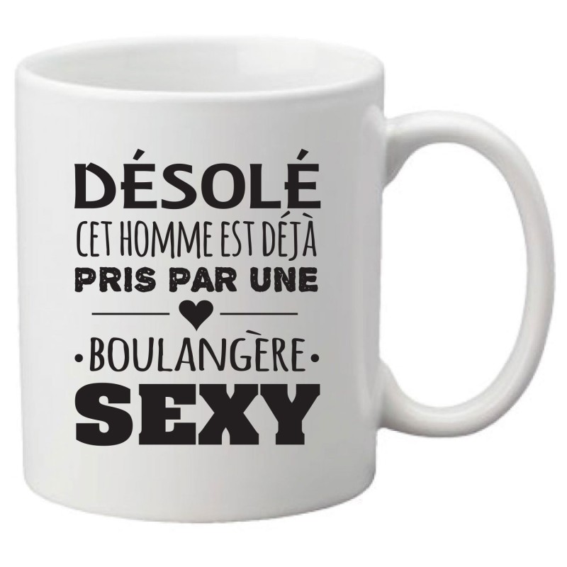 Mug tasse céramique imprimé illustration citation illustration Désolé cet homme est déjà pris par une Boulangère sexy