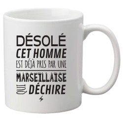 Mug tasse céramique imprimé illustration citation illustration Désolé cet homme est déjà pris par une Marseillaise sexy