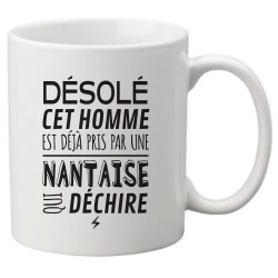 Mug tasse céramique imprimé illustration citation illustration Désolé cet homme est déjà pris par une Nantaise sexy
