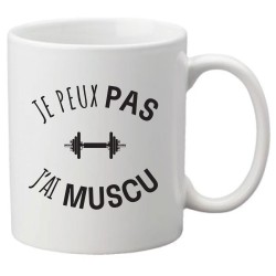 Mug tasse céramique imprimé illustration citation illustration Je peux pas j'ai muscu