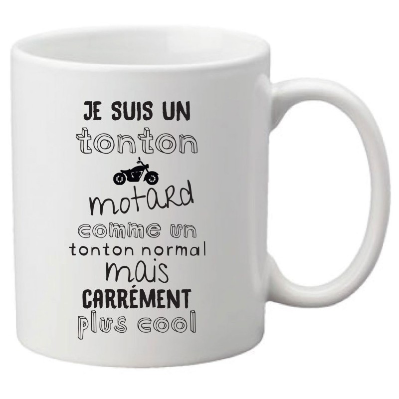Mug tasse céramique imprimé illustration citation illustration Je suis un tonton motard carrément plus cool