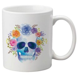 Mug tasse céramique imprimé illustration citation illustration squelette fleurs