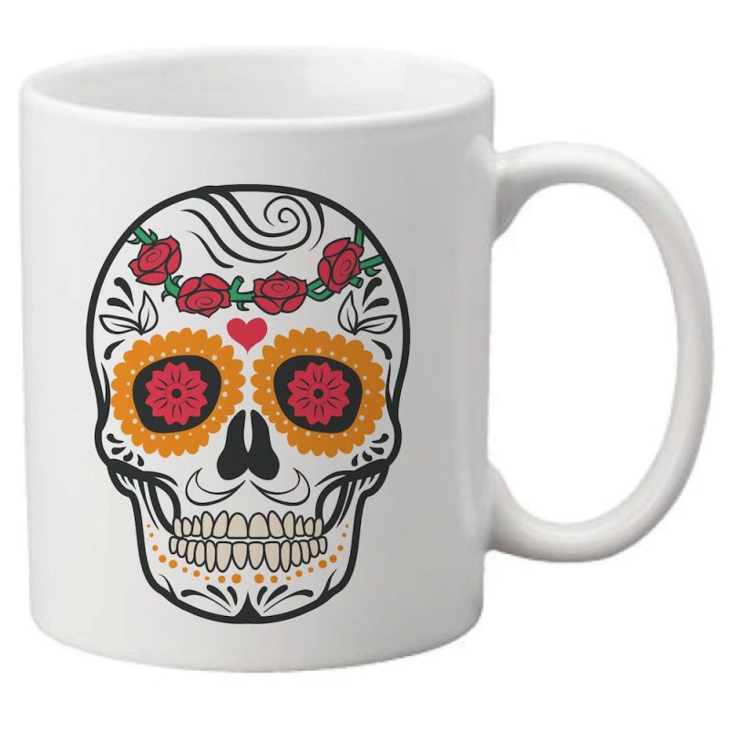 Mug tasse céramique imprimé illustration citation illustration tête de mort mexicaine