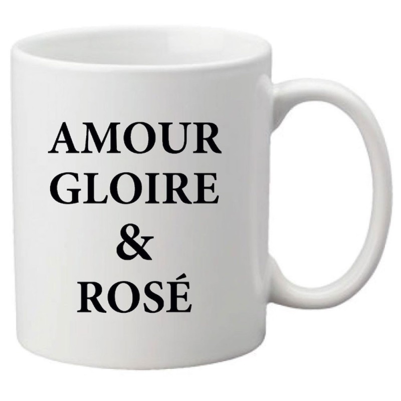Mug tasse céramique imprimé illustration citation illustration amour gloire & rosé
