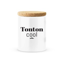 Pot céramique avec couvercle en liège citation imprimé Tonton cool