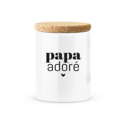Pot céramique avec couvercle en liège citation imprimé Papa adoré