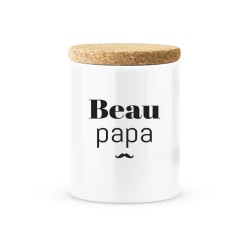 Pot céramique avec couvercle en liège citation imprimé Beau papa