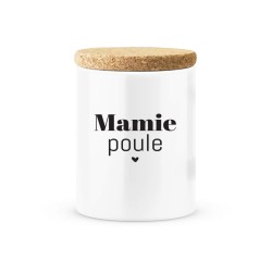 Pot céramique avec couvercle en liège citation imprimé Mamie poule