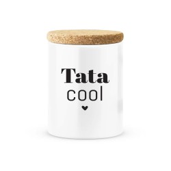 Pot céramique avec couvercle en liège citation imprimé Tata cool
